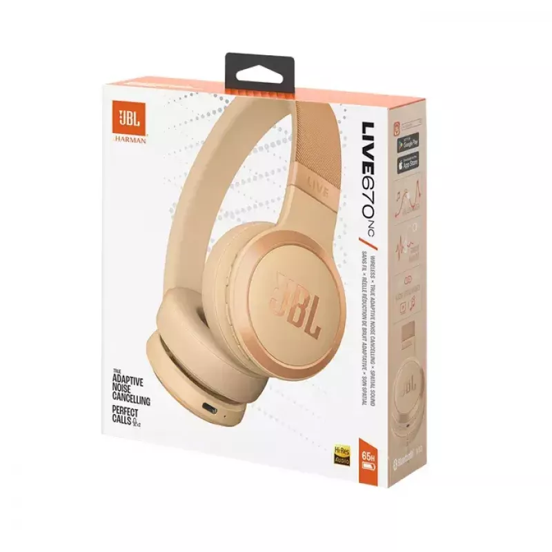 JBL Live 670NC Headset Wireless Head-band Calls/Music Bluetooth Sand