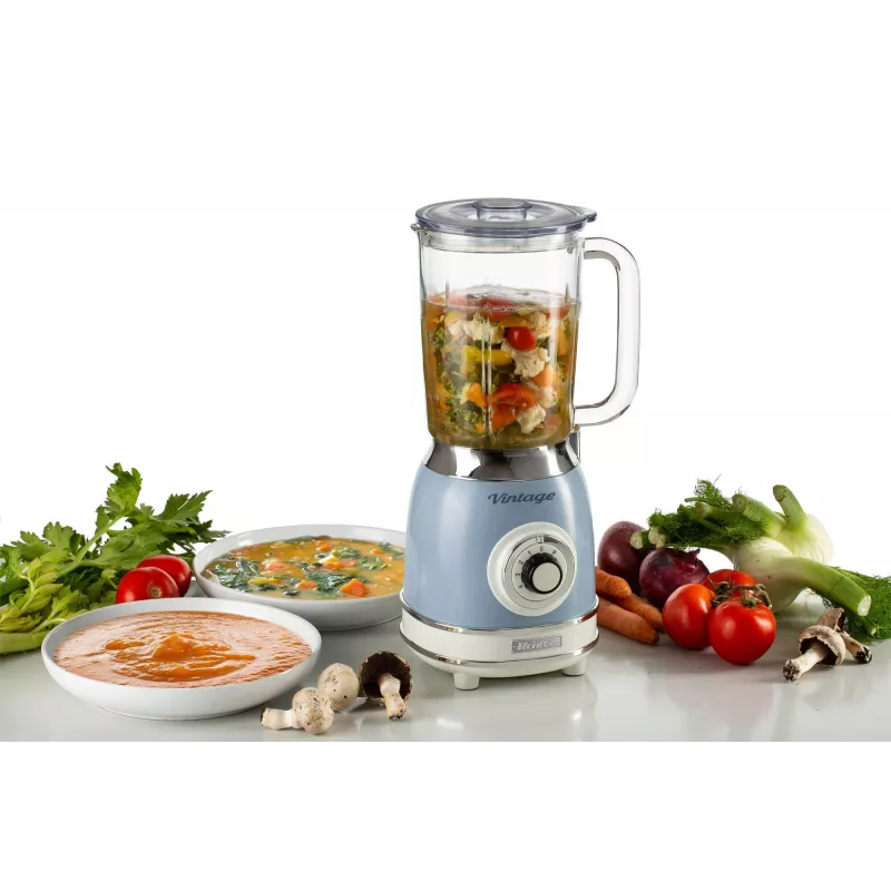 Ariete 583, Vintage Blender with 1.5 Liter glass cup, 4 Stainless Steel Blades, 4 Speeds + Pulse, 1000 Watt, Blue