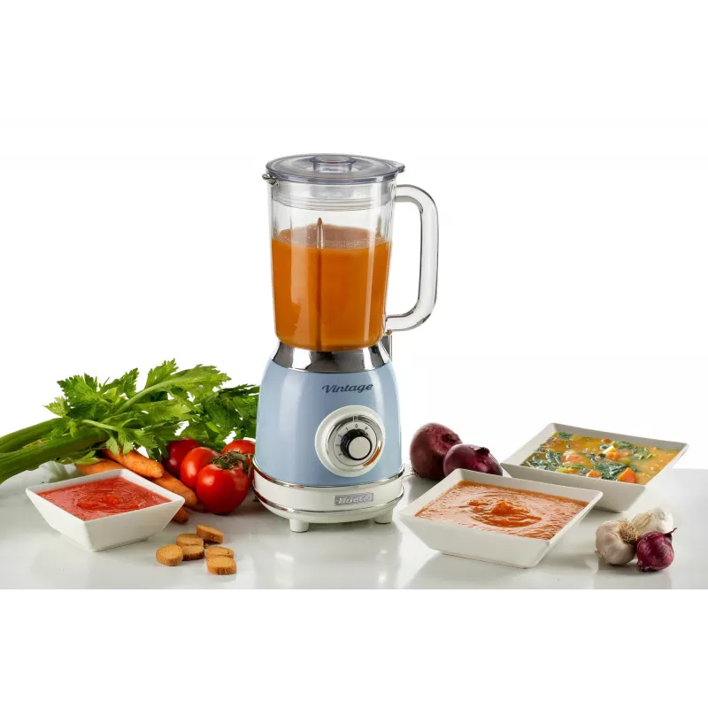 Ariete 583, Vintage Blender with 1.5 Liter glass cup, 4 Stainless Steel Blades, 4 Speeds + Pulse, 1000 Watt, Blue