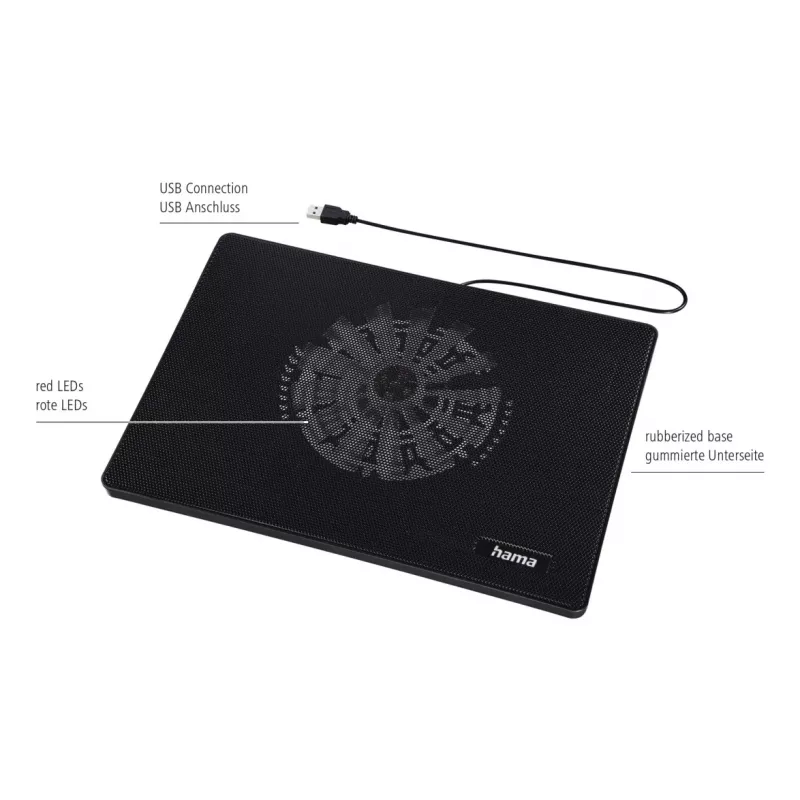 Hama Slim laptop cooling pad 39.6 cm (15.6 inch) Black