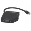 Manhattan Mini DisplayPort 1.2 to HDMI, DVI and VGA Adapter Cable (3-in-1), 25cm, Black, Male to Female, Passive, HDMI 4K@30Hz, VGA and DVI 1080p@60Hz, Equivalent to MDP2VGDVHD, Compatible with DVD-D, Three Year Warranty, Blister