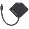 Manhattan Mini DisplayPort 1.2 to HDMI, DVI and VGA Adapter Cable (3-in-1), 25cm, Black, Male to Female, Passive, HDMI 4K@30Hz, VGA and DVI 1080p@60Hz, Equivalent to MDP2VGDVHD, Compatible with DVD-D, Three Year Warranty, Blister