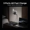 AC indoor mobile device charger UGREEN 55001 — 2× USB-C, 100–240V, fast charging, black/grey