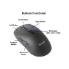 EQUIP Ambidextrous 6-Button Dual Mode Wireless Mouse, Optical 1600 DPI, RF + Bluetooth, Black