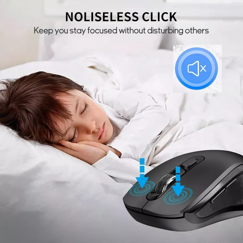 EQUIP Ambidextrous 6-Button Dual Mode Wireless Mouse, Optical 1600 DPI, RF + Bluetooth, Black
