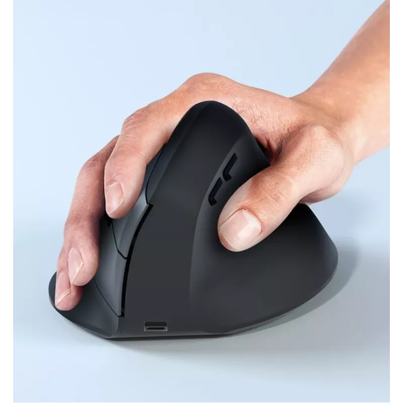 EQUIP ergonomic right-hand vertical wireless mouse 1600 DPI, RF Wireless + Bluetooth, rechargeable, 6 buttons, black