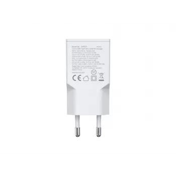 EQUIP 2-Port 30W GaN Slim USB PD Charger — USB‑C x1, USB‑A x1, 100–240V input, max 20V output, white