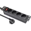Power strip QOLTEC 54603 — 1U rack-mountable, 16A input, 4× SCHUKO outlets