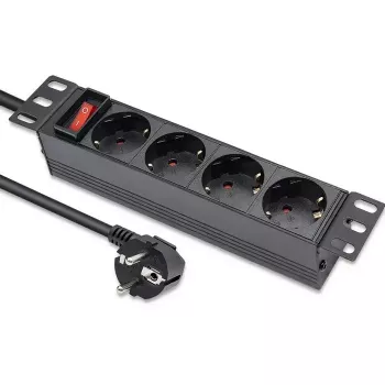 Power strip QOLTEC 54603 — 1U rack-mountable, 16A input, 4× SCHUKO outlets