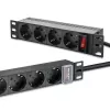Power strip QOLTEC 54603 — 1U rack-mountable, 16A input, 4× SCHUKO outlets