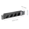 Power strip QOLTEC 54603 — 1U rack-mountable, 16A input, 4× SCHUKO outlets