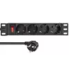 Power strip QOLTEC 54603 — 1U rack-mountable, 16A input, 4× SCHUKO outlets