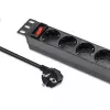 Power strip QOLTEC 54603 — 1U rack-mountable, 16A input, 4× SCHUKO outlets