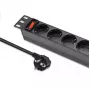 Power strip QOLTEC 54603 — 1U rack-mountable, 16A input, 4× SCHUKO outlets