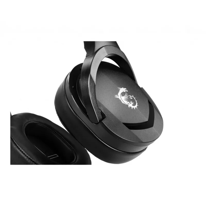 MSI IMMERSE GH20 Gaming Headset '3.5mm inline with audio splitter accessory, Black, 40mm Drivers, Unidirectional Mic, PC & Cross-Platform Compatibility'