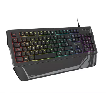 Gaming keyboard GENESIS Rhod 350 RGB — Full-size 104-key USB QWERTY Spanish, Black, RGB backlight, wrist rest