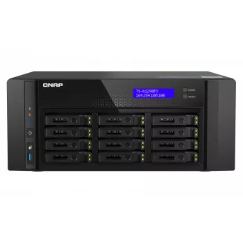 NAS Tower QNAP TS-h1290FX — EPYC 7302P 3.0 GHz, 128 GB DDR4, 12-bay, QuTS hero, Black