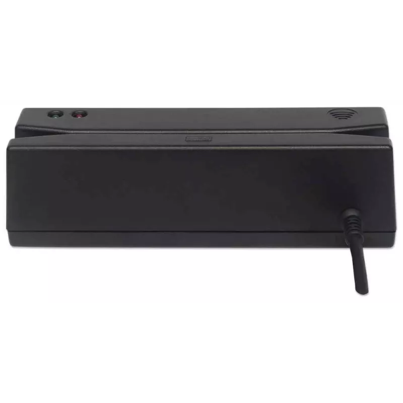 Manhattan USB-A Magnetic Strip Card Reader, Triple Track Reader, Keyboard Wedge Decoder, Cable 1.5m, Black, Three Year Warranty