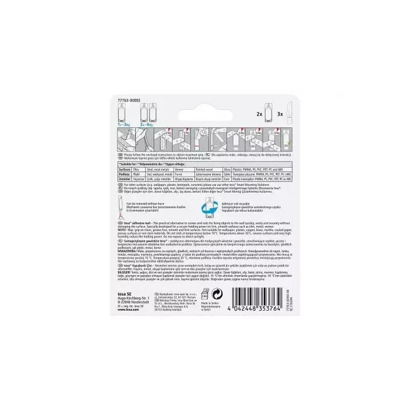 Universal hook TESA 77763 Indoor White 2 pc(s)