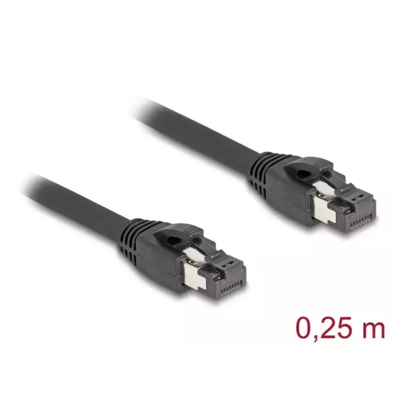 DeLOCK RJ45 Network Cable Cat.8.1 S/FTP 25 cm 40 Gbps Black