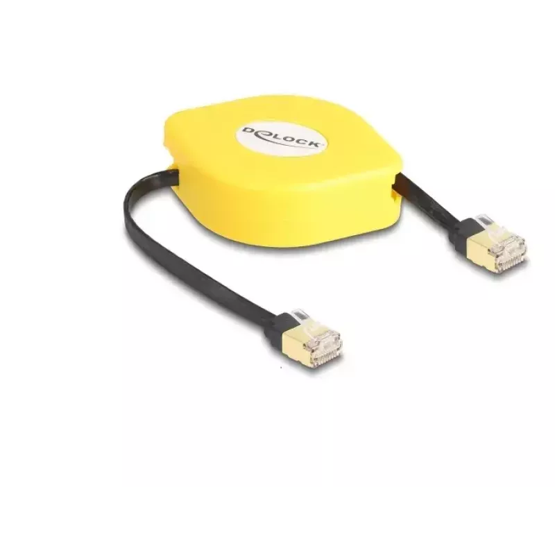 DeLOCK RJ45 Retractable Cable Cat.6A STP 1.5 m black yellow