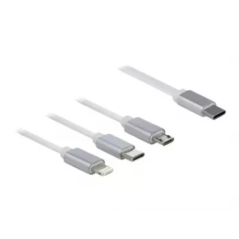 DeLOCK USB Type-C 3 in 1 Retractable Charging Cable Lightning Micro USB USB Type-C 0.98m