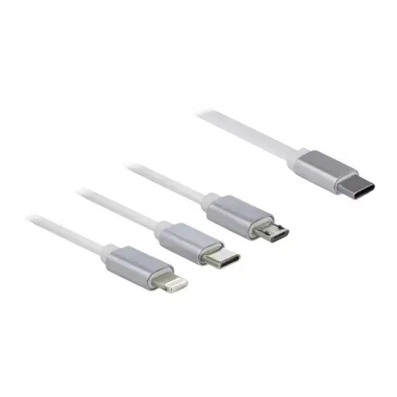 DeLOCK USB Type-C 3 in 1 Retractable Charging Cable Lightning Micro USB USB Type-C 0.98m