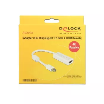 Video cable adapter DeLOCK 62614 Mini DisplayPort to HDMI Type A White 0.2 m