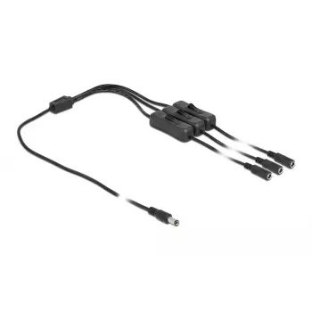 DC Cable DeLOCK 86795 5.5 x 2.1 mm male to 3 x female with switch 1 m