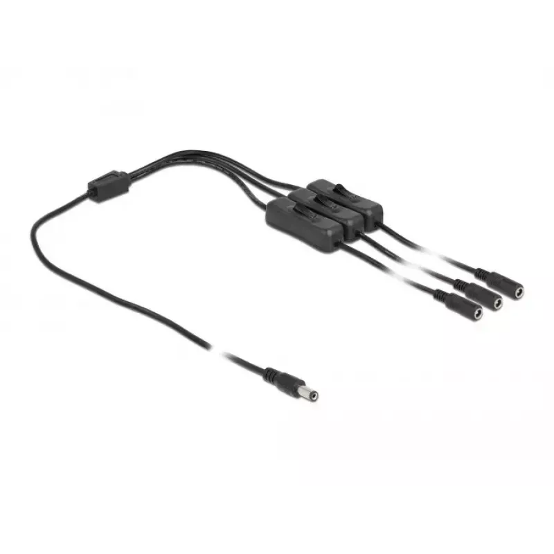 DC Cable DeLOCK 86795 5.5 x 2.1 mm male to 3 x female with switch 1 m