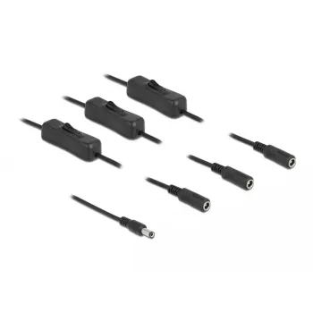 DC Cable DeLOCK 86795 5.5 x 2.1 mm male to 3 x female with switch 1 m
