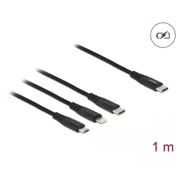 USB Charging Cable DeLOCK 87149 3 in 1 USB Type-C to Lightning Micro USB 1m
