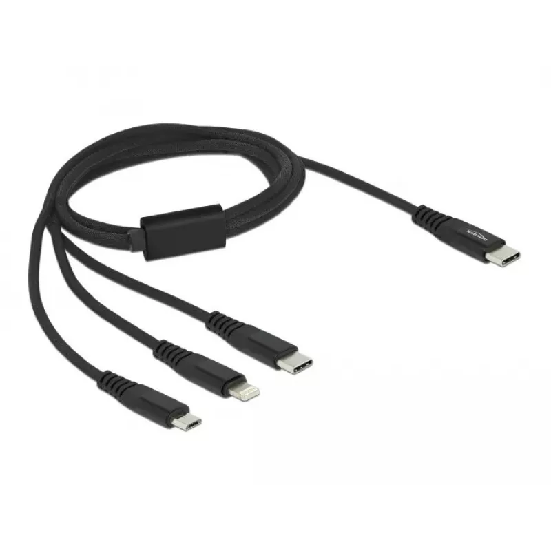 USB Charging Cable DeLOCK 87149 3 in 1 USB Type-C to Lightning Micro USB 1m