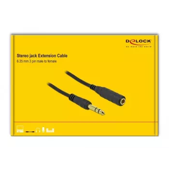 Stereo Jack Extension Cable DeLOCK 86767 6.35mm 5m Black