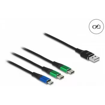 DeLOCK USB Charging Cable 3 in 1 Type-A to Micro USB / 2 x USB Type-C 1 m