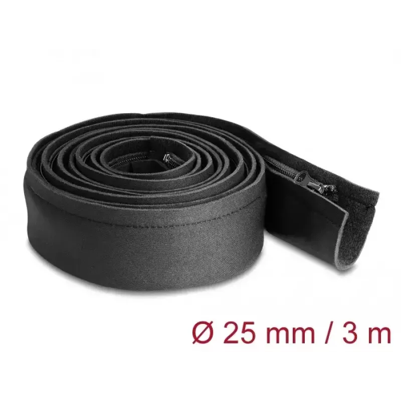 DeLOCK Cable sleeve neoprene flexible with zip 3 m x 100 mm black