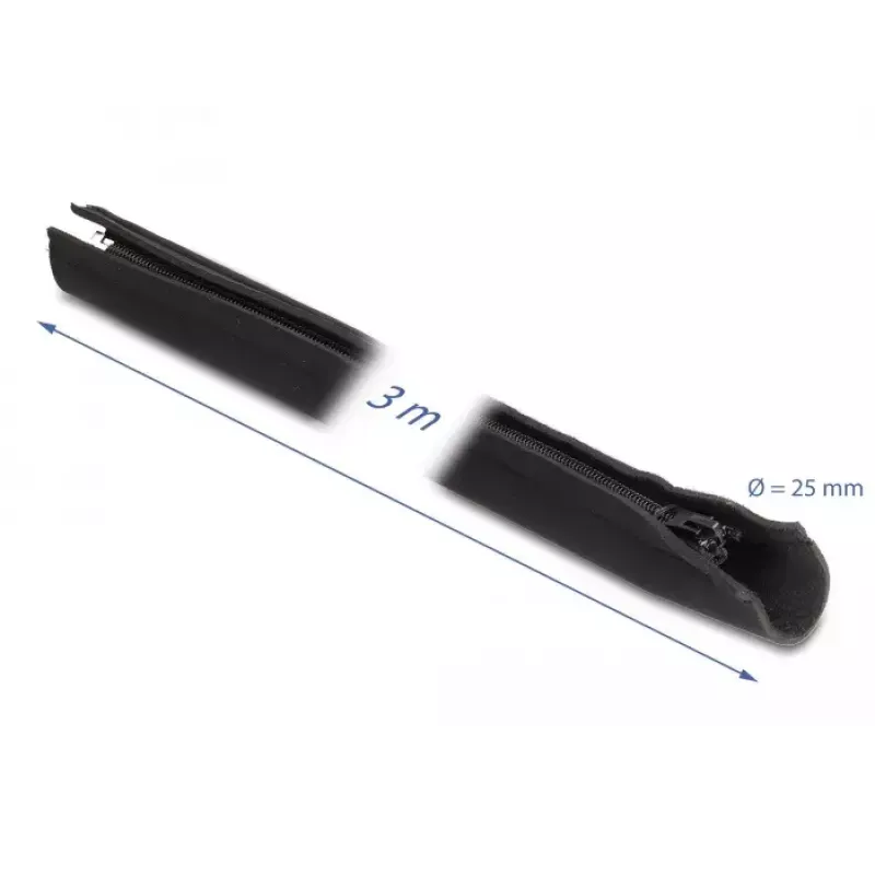 DeLOCK Cable sleeve neoprene flexible with zip 3 m x 100 mm black