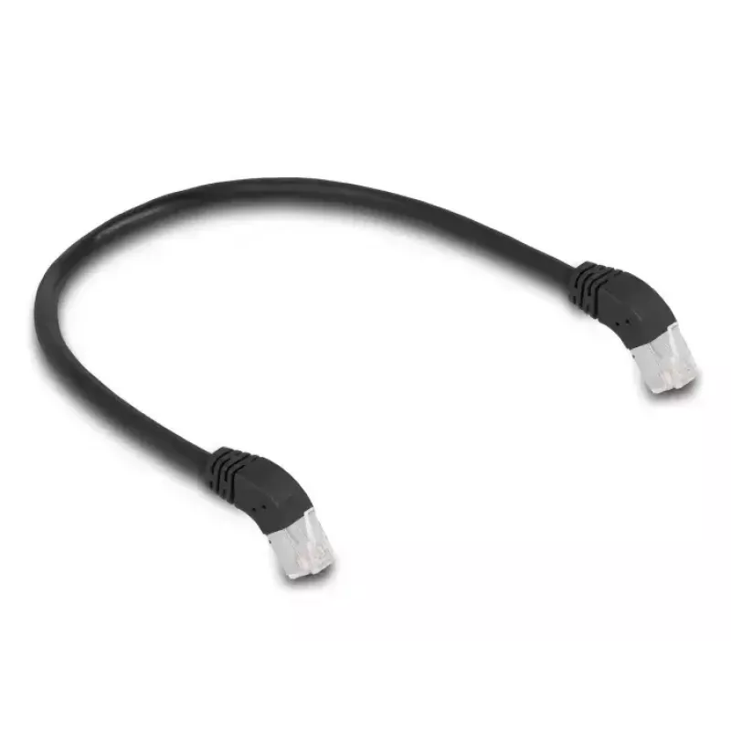 Network Cable DeLOCK RJ45 Cat.6A S/FTP 45° downwards angled 0.5 m black