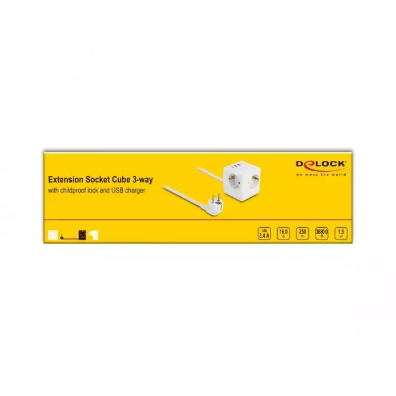 DeLOCK 11497 Socket-Outlet CEE 7/3 + USB White 250V 16A
