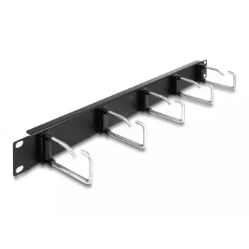 Cable management panel DeLOCK 19 inch 66918 with 5 metal hooks black