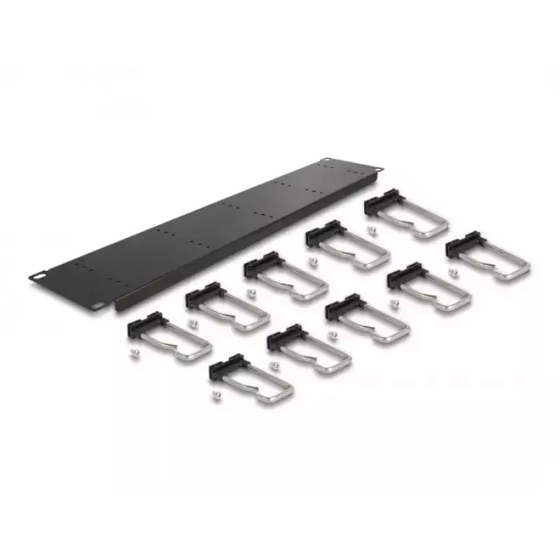 Cable management panel DeLOCK 19 inch 66919 with 10 metal hooks black