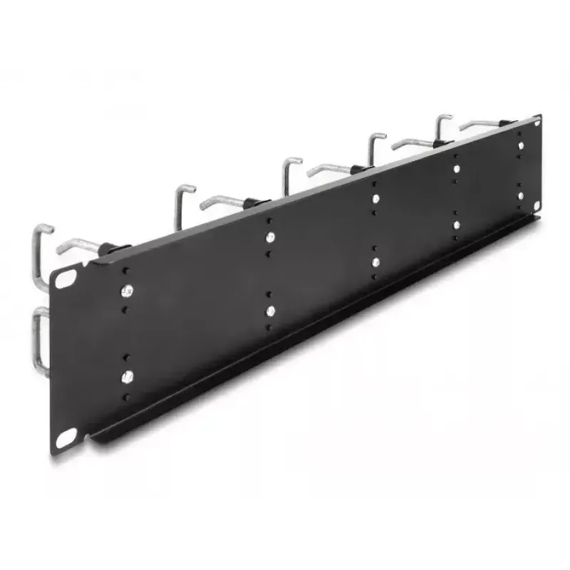 Cable management panel DeLOCK 19 inch 66919 with 10 metal hooks black