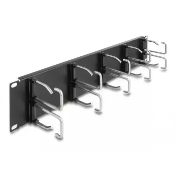 Cable management panel DeLOCK 19 inch 66919 with 10 metal hooks black