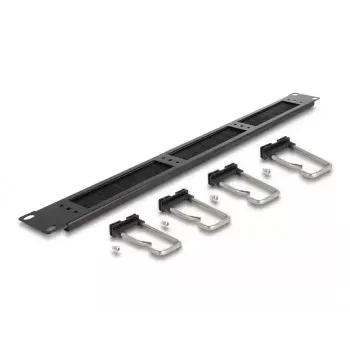 Cable management panel DeLOCK 19 inch Cable Management Brush Strip 4 metal hooks black