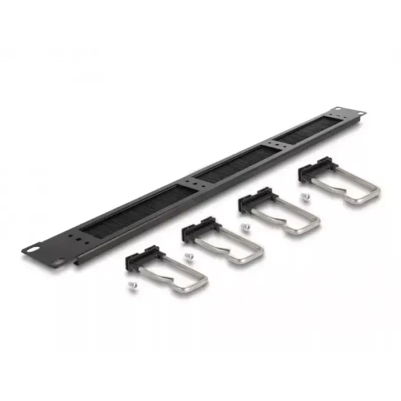 Cable management panel DeLOCK 19 inch Cable Management Brush Strip 4 metal hooks black