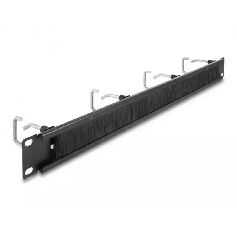Cable management panel DeLOCK 19 inch Cable Management Brush Strip 4 metal hooks black