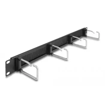 Cable management panel DeLOCK 19 inch Cable Management Brush Strip 4 metal hooks black