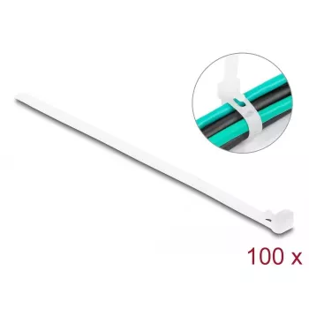 Hook & loop cable tie DeLOCK 18644 reusable L 200 x W 7.2 mm 100 pcs white