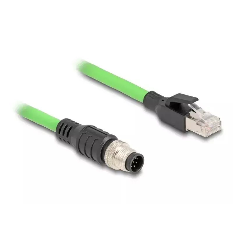 Network Cable DeLOCK M12 Cable A-coded 8 pin male to RJ45 male PUR (TPU) 5 m
