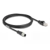 Network Cable DeLOCK M12 Cable A-coded 8 pin male to RJ45 male Cat5e 2 m Black